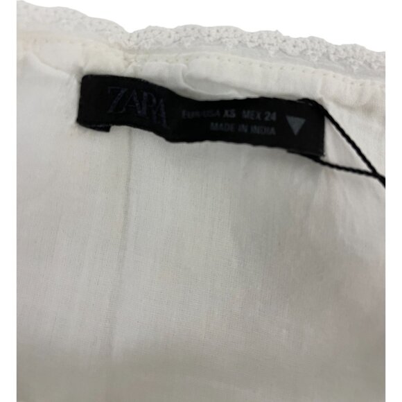 Zara Women Mini Dress Smocked Pleated XS Oyster White cotton 0881/385 NWT - Picture 6 of 11
